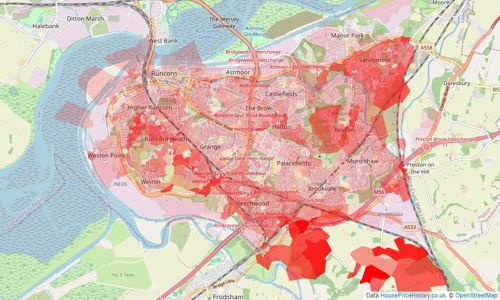 Heatmap of property prices in Runcorn