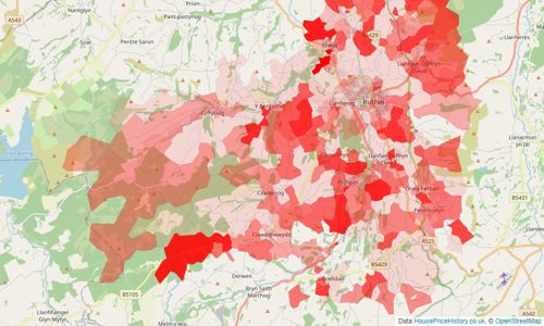 Heatmap of property prices in Ruthin