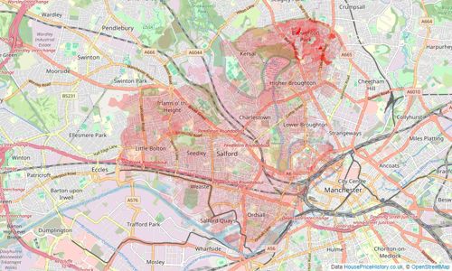 Heatmap of property prices in Salford