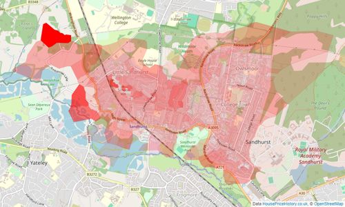 Heatmap of property prices in Sandhurst