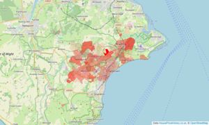 Heatmap of property prices in Sandown