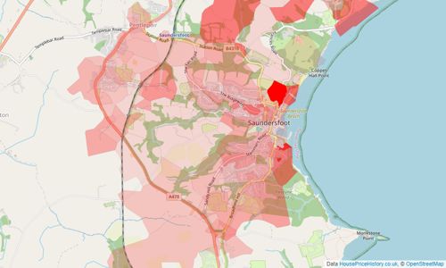 Heatmap of property prices in Saundersfoot