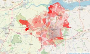 Heatmap of property prices in Scunthorpe