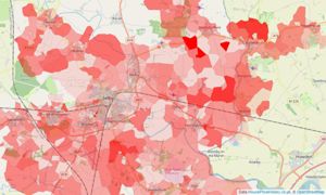 Heatmap of property prices in Selby