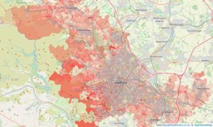 Heatmap of property prices in Deepcar, Sheffield