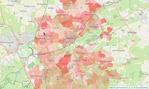 Heatmap of property prices in Yetminster, Sherborne