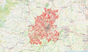 Heatmap of property prices in Shrewsbury