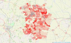 Heatmap of property prices in Sleaford