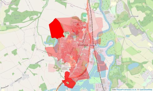 Heatmap of property prices in Snodland