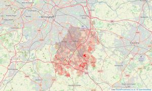 Heatmap of property prices in Solihull