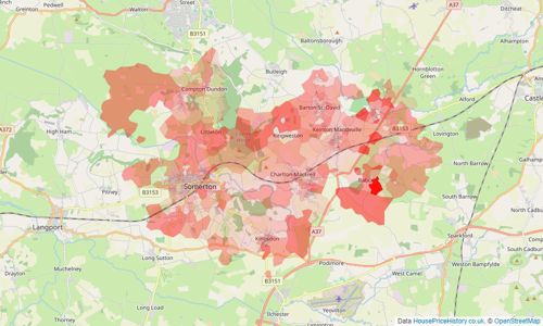 Heatmap of property prices in Somerton