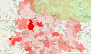 Heatmap of property prices in South Molton