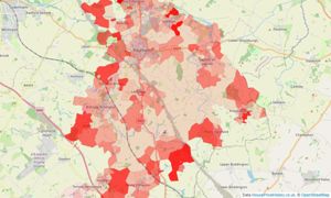 Heatmap of property prices in Southam