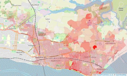 Heatmap of property prices in Southend-on-sea