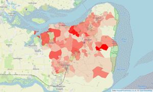 Heatmap of property prices in Southminster