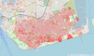 Heatmap of property prices in Southsea