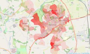 Heatmap of property prices in Spennymoor