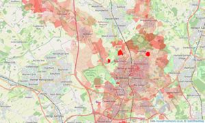 Heatmap of property prices in St Albans