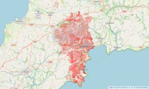 Heatmap of property prices in St Austell