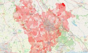 Heatmap of property prices in Stafford