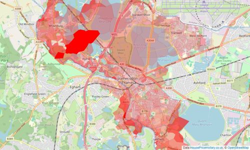 Heatmap of property prices in Staines-upon-thames