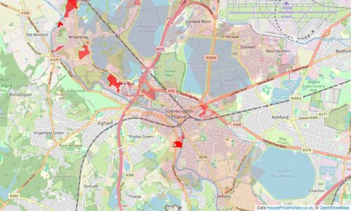 Heatmap of property prices in Staines