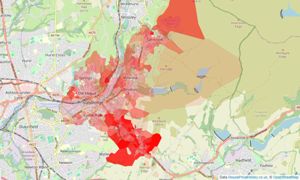 Heatmap of property prices in Stalybridge