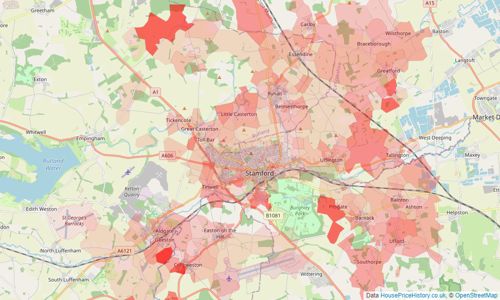 Heatmap of property prices in Stamford