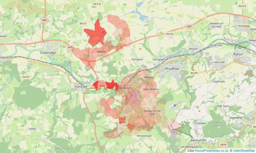 Heatmap of property prices in Stocksfield