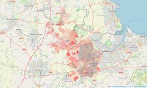 Heatmap of property prices in Thornaby, Stockton-on-tees