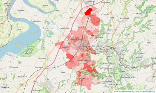 Heatmap of property prices in Stonehouse