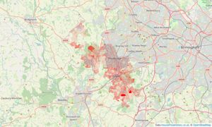 Heatmap of property prices in Hagley, Stourbridge