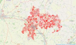 Heatmap of property prices in Stowmarket