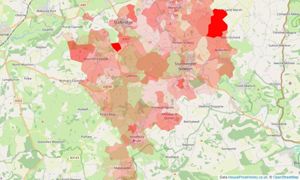 Heatmap of property prices in Sturminster Newton