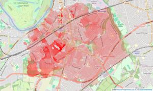 Heatmap of property prices in Long Ditton, Surbiton