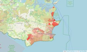 Heatmap of property prices in Swanage