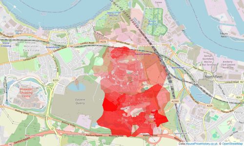 Heatmap of property prices in Swanscombe