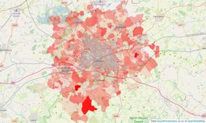 Heatmap of property prices in Swindon