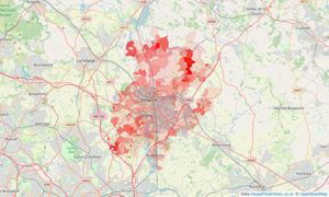 Heatmap of property prices in Tamworth