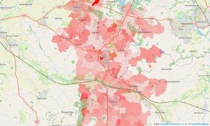 Heatmap of property prices in Tarporley