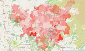 Heatmap of property prices in Tavistock