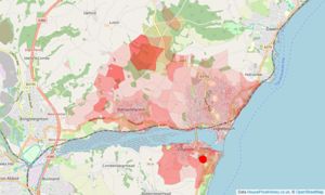 Heatmap of property prices in Teignmouth