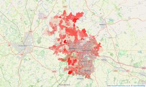 Heatmap of property prices in Ironbridge, Telford