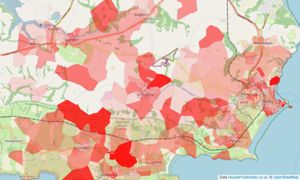 Heatmap of property prices in Tenby