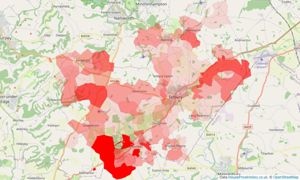 Heatmap of property prices in Tetbury