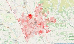 Heatmap of property prices in Thirsk