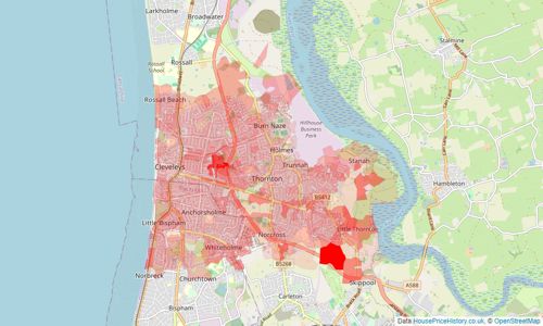 Heatmap of property prices in Thornton-cleveleys