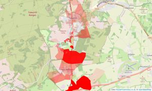 Heatmap of property prices in Tidworth