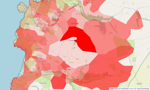 Heatmap of property prices in Tintagel