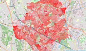 Heatmap of property prices in Tipton